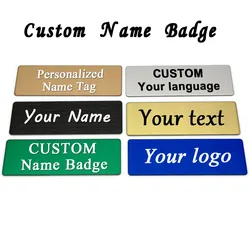 7x2CM Engrave Your Logo Text Plate Customize Badge Personalize Brooch Pin Magnet Double Sided Tape ID Door Mail Box Name Tag