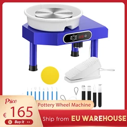 350W Electric Pottery Wheel Forming Machine 25cm Ceramic Pottery Wheel With Tray Foot Pedal Sculpting Mould Clay Art Craft DIY