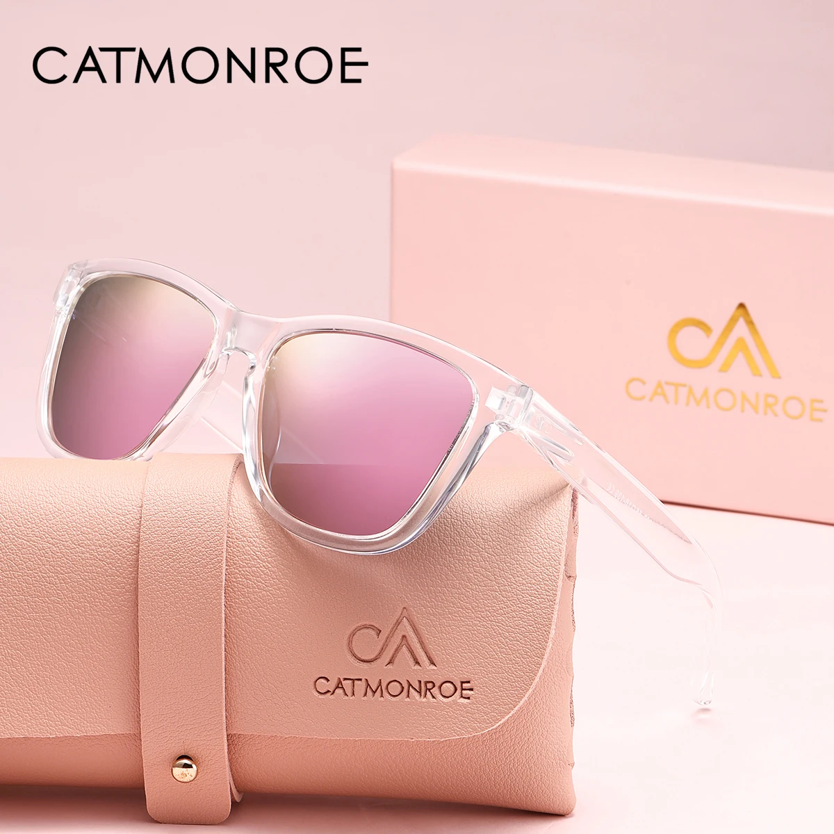 CATMONROE 1pcs Women Sunglasses UV400 Lightweight Fashion Multiple Color Options Pink Lenses Polarized Sunglasses Perfect Gift