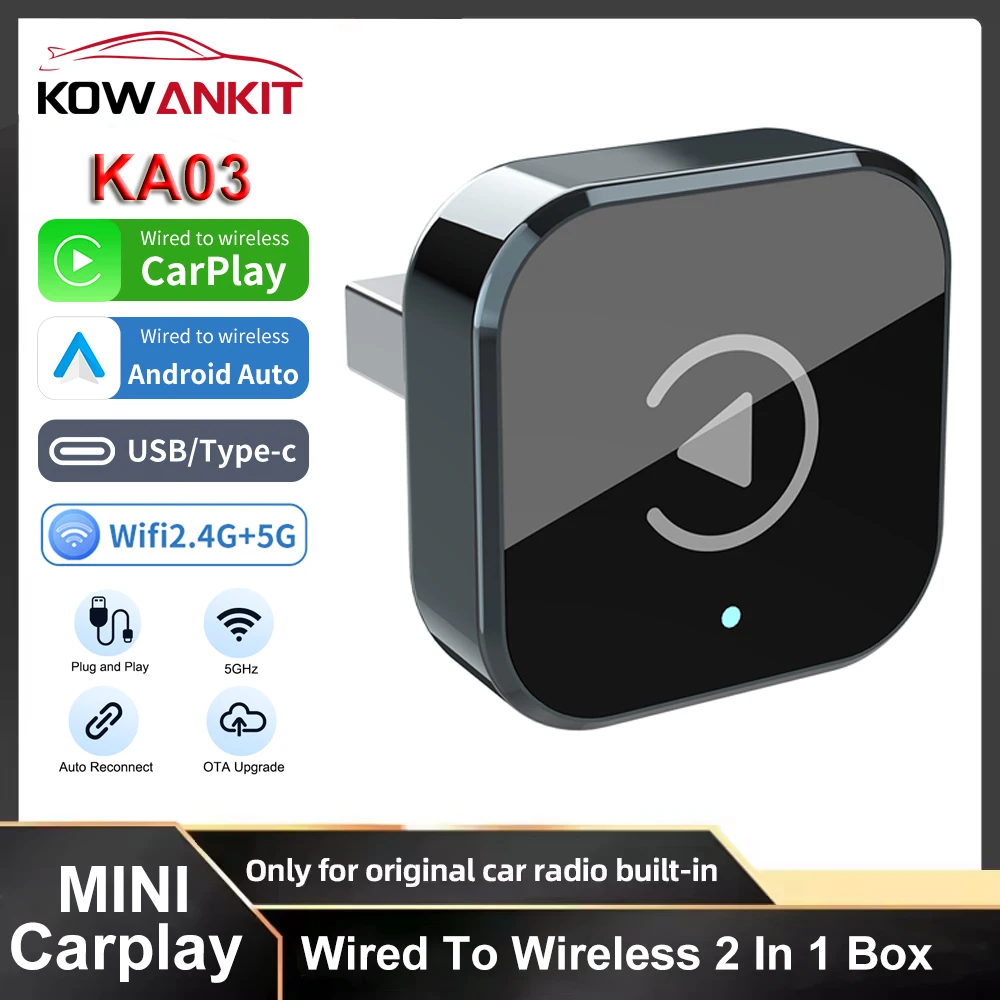 Image of (2026 Verbessert) Kabelloser CarPlay-Adapter für Apple iPhone & Android Kleine Größe Plug-and-Play Schnelle und Stabile Verbindung Kabellos