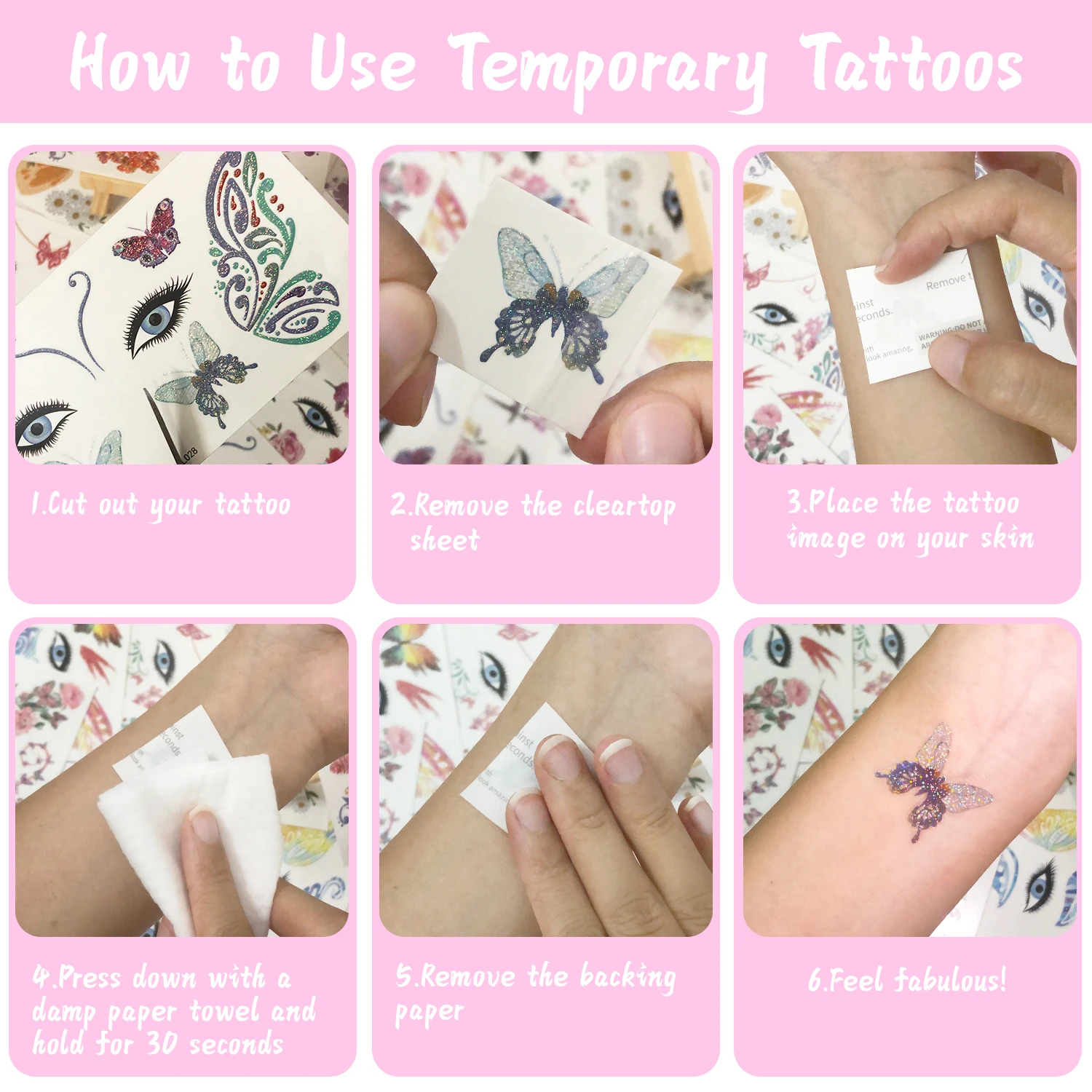 مجموعة أدوات مكياج الجنية اللامعة للنساء على شكل فراشة وملصقات وشم مؤقتة للعيون وحفلات الأميرة الهذيان