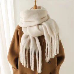 Sciarpa invernale per donna Cashmere caldo solido Pashmina coperta avvolge femminile spessa morbida Bufanda grande scialle nappa Poncho lungo Echarpe