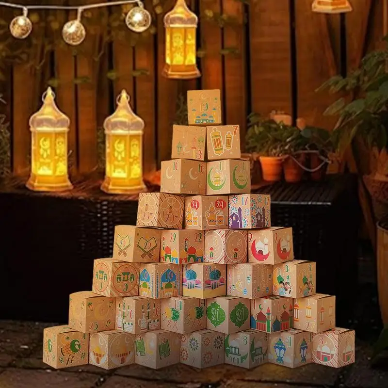 

30pcs Ramadan Countdown Gift Box Ramadan Advent Calendar 30 Days DIY Gift Boxes Eid Mubarak Decoration Ramadan Party Supplies