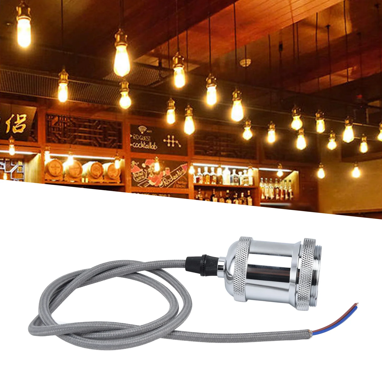 

ZK40 E27 Lamp Holder with Cord Vintage Pendant Light Lampholder for Bedroom 100‑240V