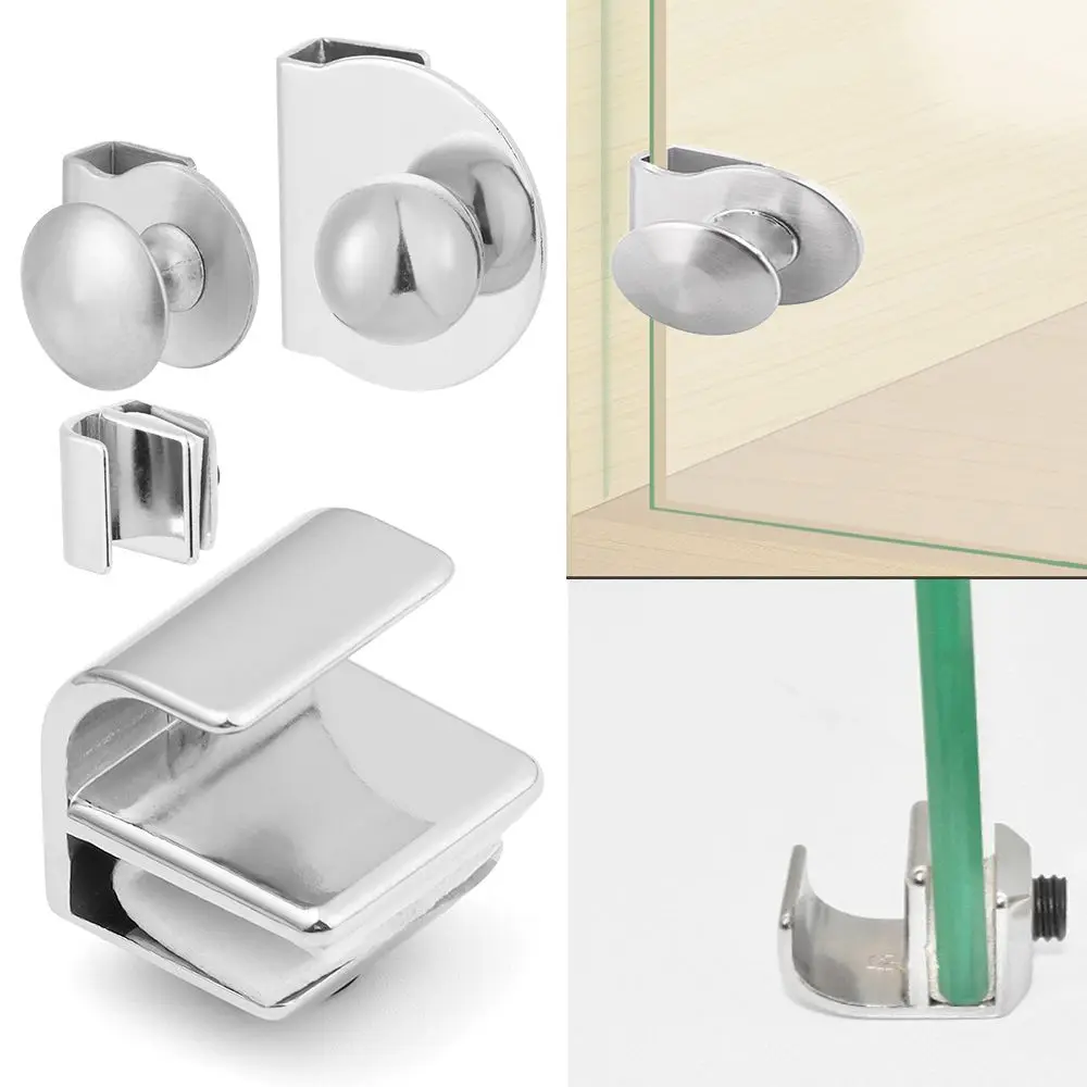 Neue Glastür Vitrine Schrank Schublade Zug knopf kein Bohren Stahl Glas Türgriff/Klemme/Clips für Büromöbel Hardware
