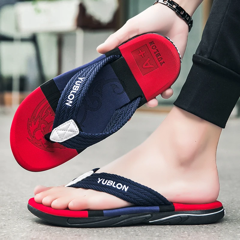 2025 Summer Flip Flops Men Beach Sandals Anti-slip Breathable Casual Men Beach Slippers Outdoor Big Size 45