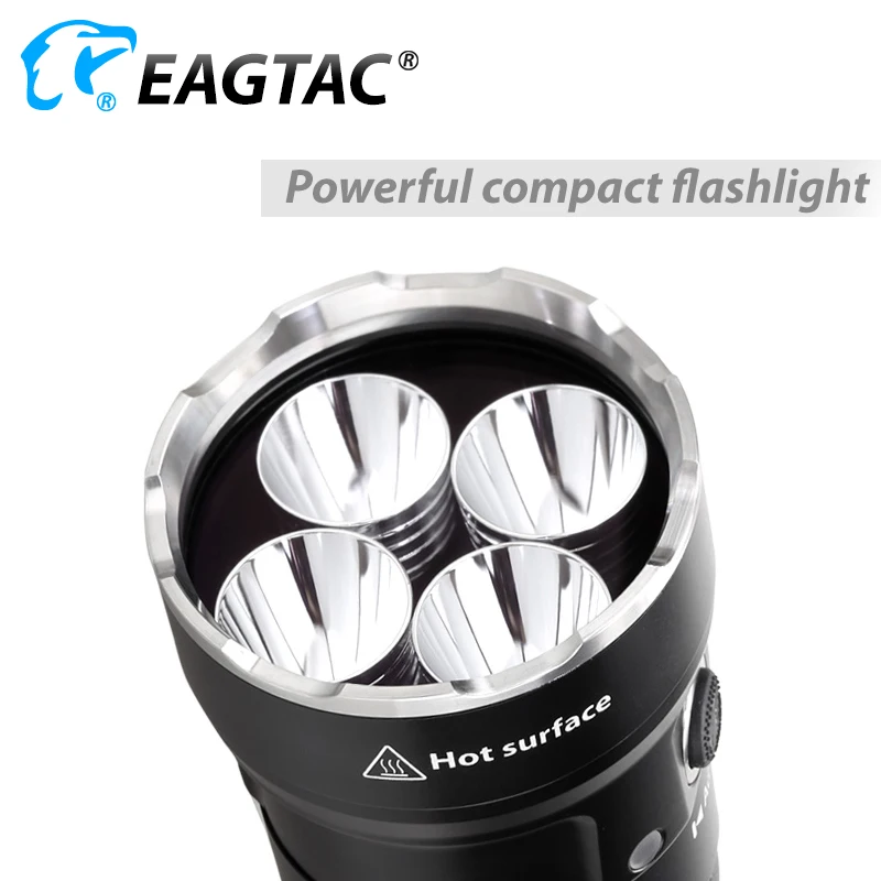 EAGTAC MX25L4C XML2 XPL HI SFT40 أربعة LED الشعلة توربو رئيس مصباح يدوي 4800 لومينز للبرمجة التكتيكية الحرة 4 قطعة 18650 بطارية