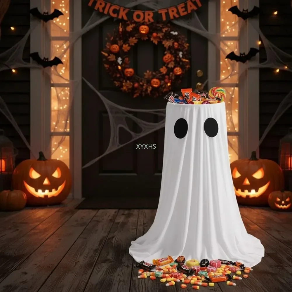 Secchiello per dolcetti a forma di fantasma luminoso, regolabile in altezza, ideale per Halloween, riutilizzabile, per decorare le feste di Halloween.