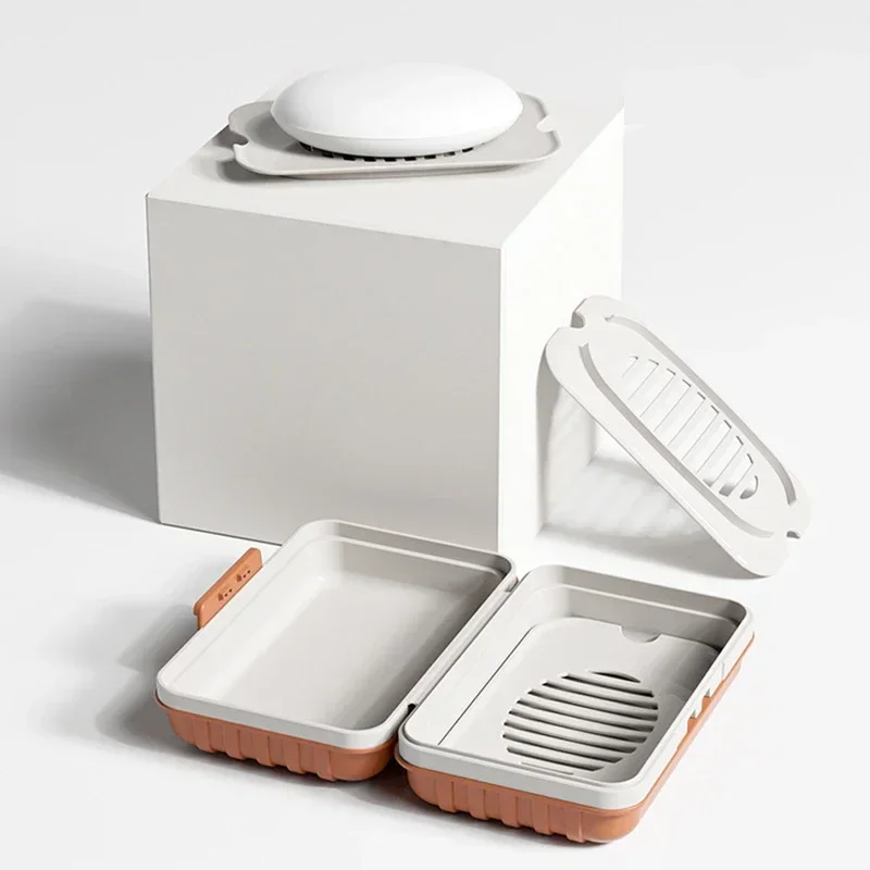 Plastic Soap Dish with Lid for Bathroom Travel Essential Soap Box That Keeps Soap Dry Home Storage Organizer