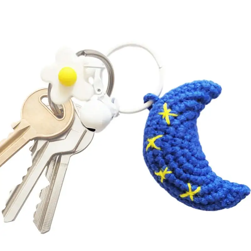 Crochet Keyring Cute Star/Moon/Sun Knitted Keychain Pendant Decorative Creative Bag Pendant Knitted Keychain For Bag Luggage