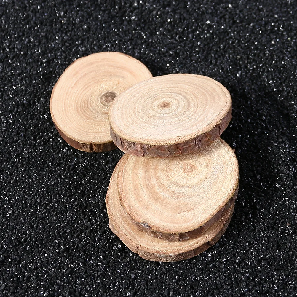 

100 Pcs Wood Chips Handmade DIY Wooden Slices Natural Round Decorate Photography Props Log Child