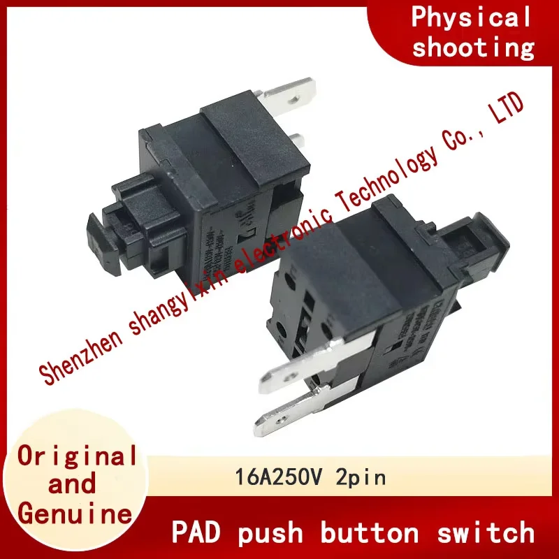 Original  PAD High head self-locking single row 2-pin power button switch16A250V vacuum cleaner push-button switch