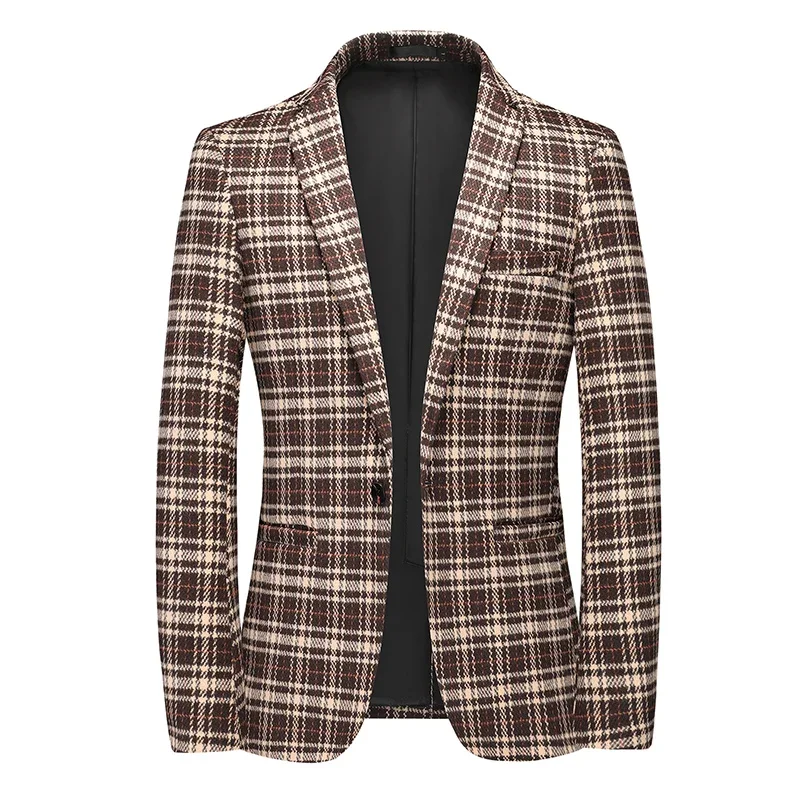 

Men Plaid Suit Blazer Jackets New Spring Autumn Casual Suit Jackets Coats Business Formal Wear Men Slim Fit Blazers 5XL 6XL