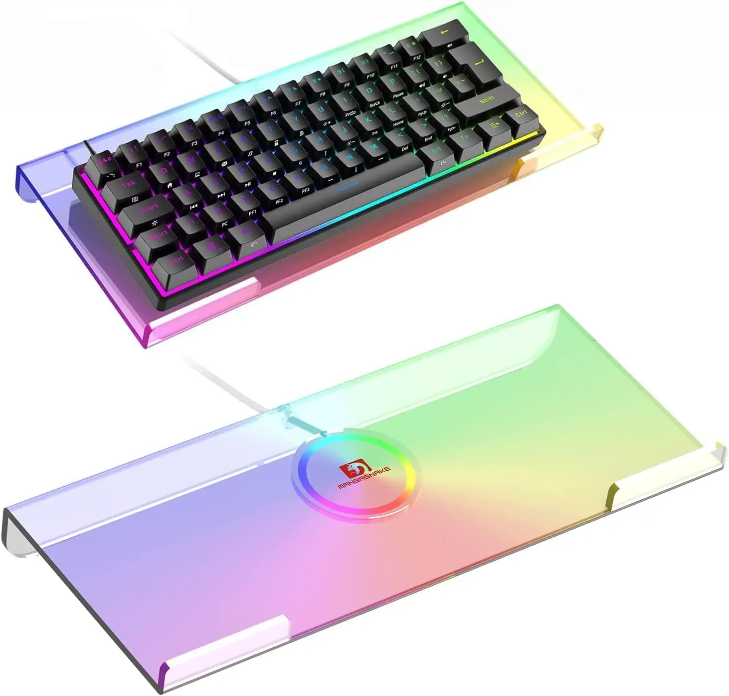 

MAMBASNAKE Clear 366 видов RGB акриловый наклонный держатель для компьютерной клавиатуры, подставка для клавиатуры ПК, держатель лотка для легкого эргономичного набора текста