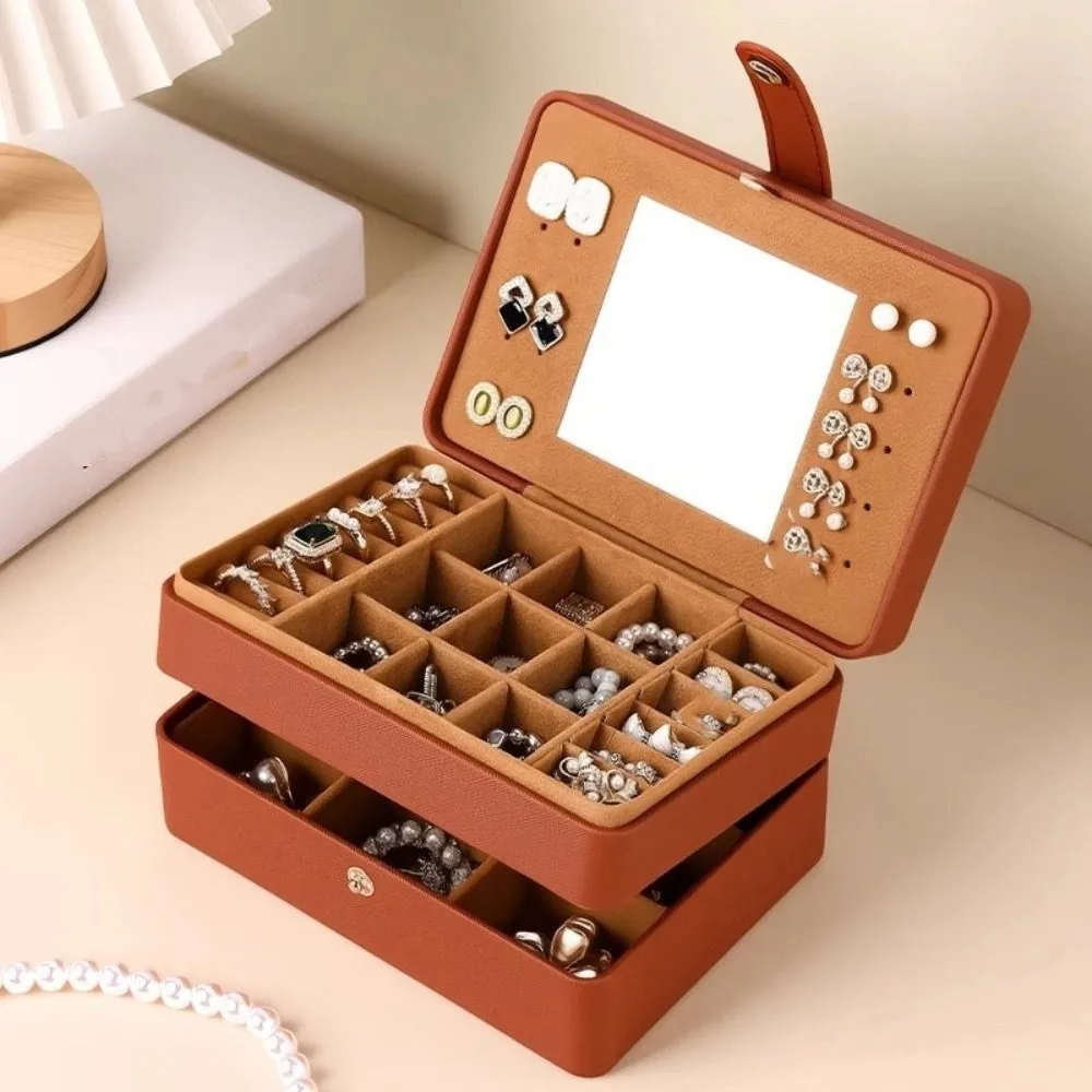 

PU Jewelry Packing Bag Rings Necklace Bracelet Earrings Jewelry Storage Case Organizer Large Capacity Square Jewelry Box Gift