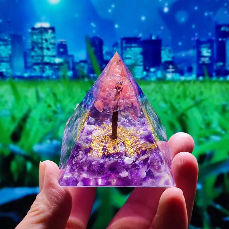 Ogen Energy Tree of Life Pyramid Home Crafts Resin Decorations Desktop Decoration Dream Come True