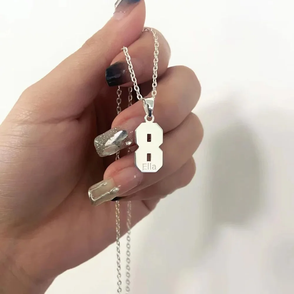 Custom Numbers Pendant Necklace Engraving Name Stainless Steel Jewelry Women's Personality Jewelry Holiday Christmas Present