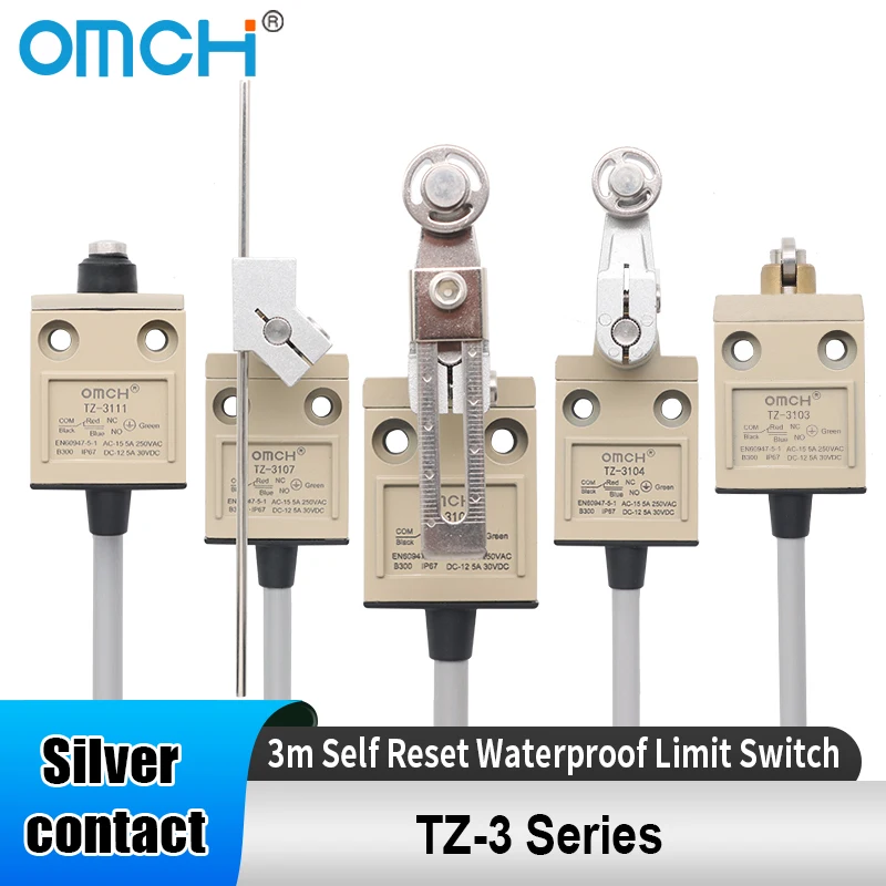 

OMCH 3M IP67 Silver contact Self Reset Limit Switch TZ-3101 3102 3103 3104 3107 3108 3111 3112 3113 3166 3169 Travel Switch