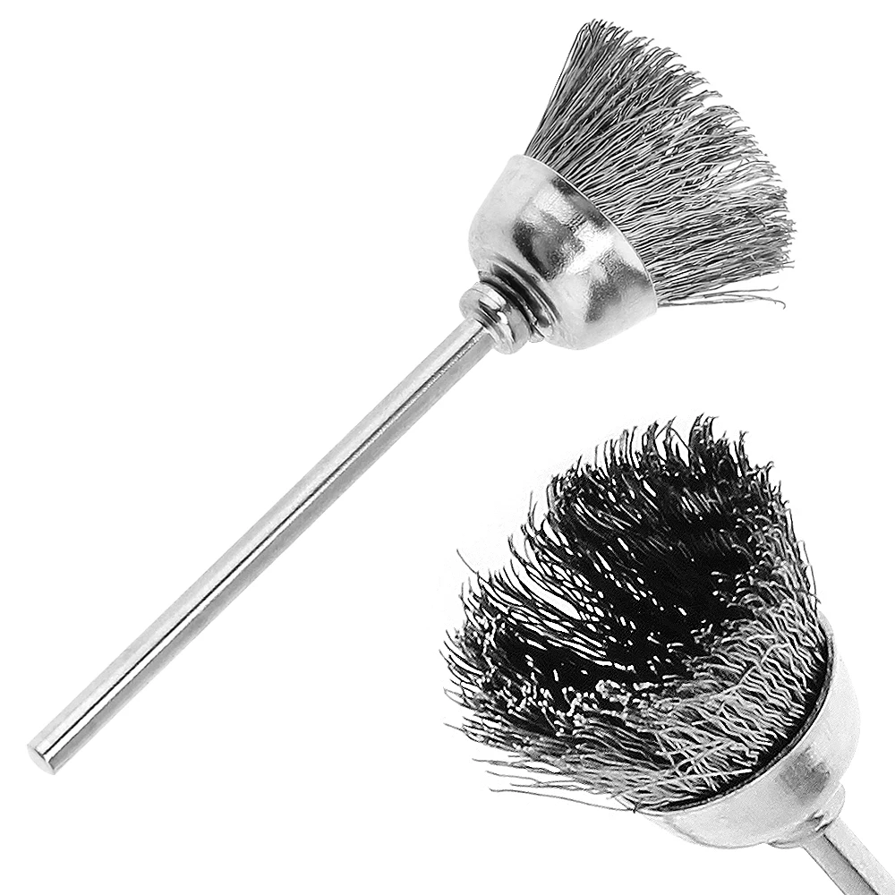 8mm Stainless Steel Wire Brush with Bowl-shape Head and 2.35mm Shank Tools Accessories for Metal-cleaning of Drill Tools