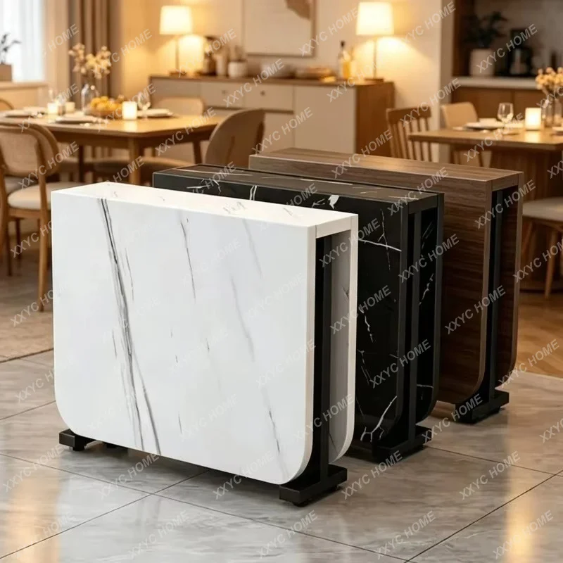 XXfolding Dining Table Household Small Apartment Modern Simple Table Movable Multi-functional Folding Table With Wheels