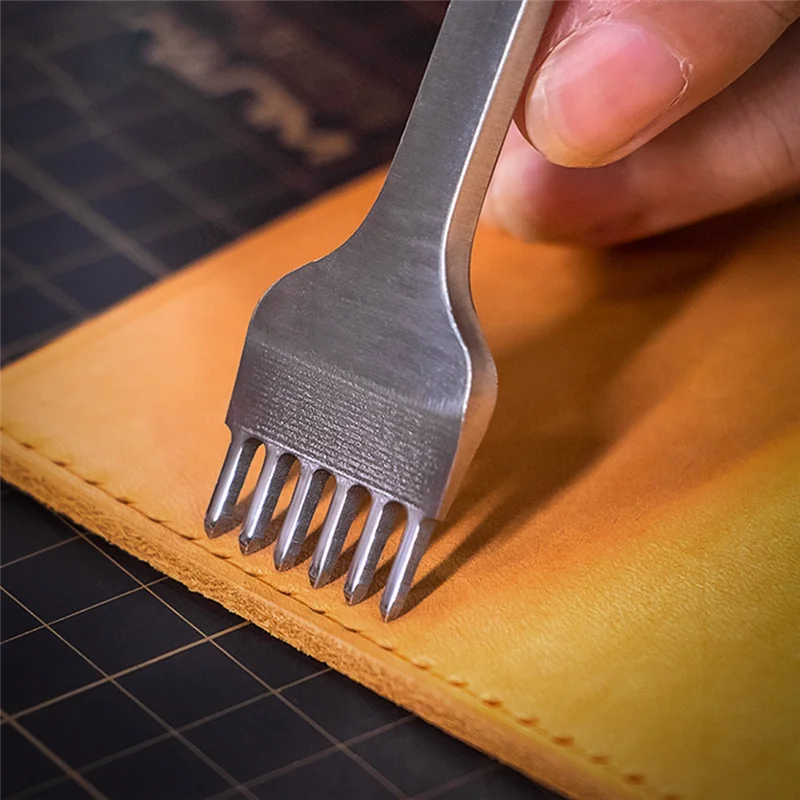 AT02-1 Set Ofbasic Leather Diamond Chisels Hole Punching Tool Craft Tool 4Mm/1-2-4-6 Teeth