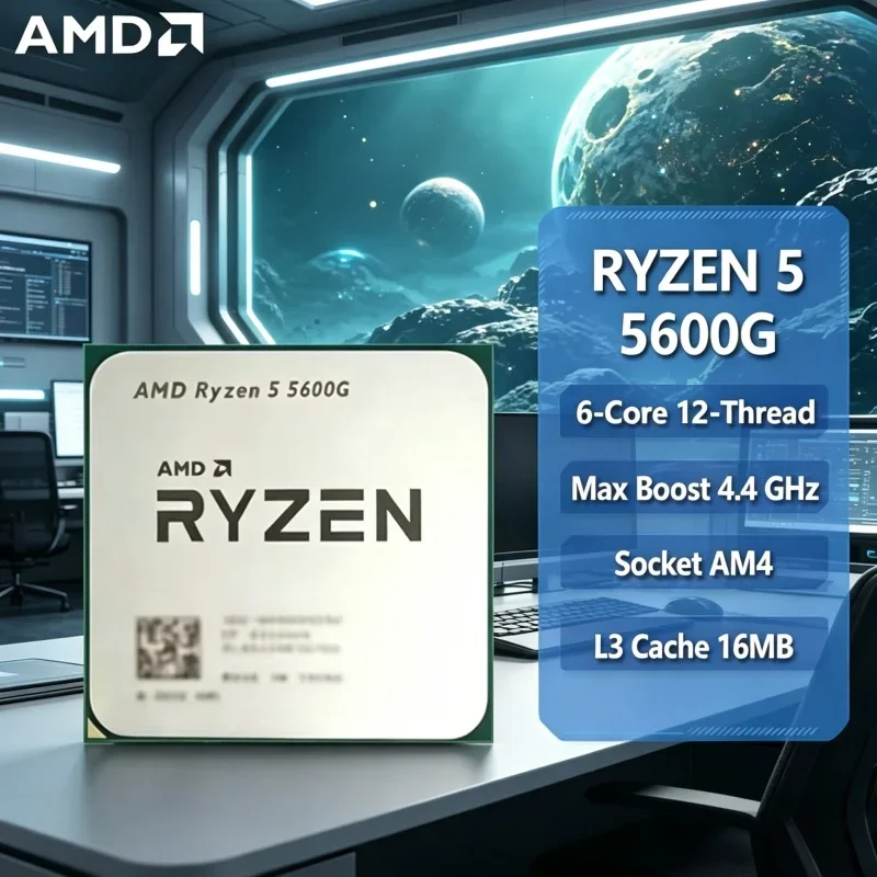 

Integrated Graphics AMD Ryzen 5 5600G 6-Core 12-Thread Vega7 4.4GHz Boost 16MB L3 AM4 65W Daily Desktop Processor