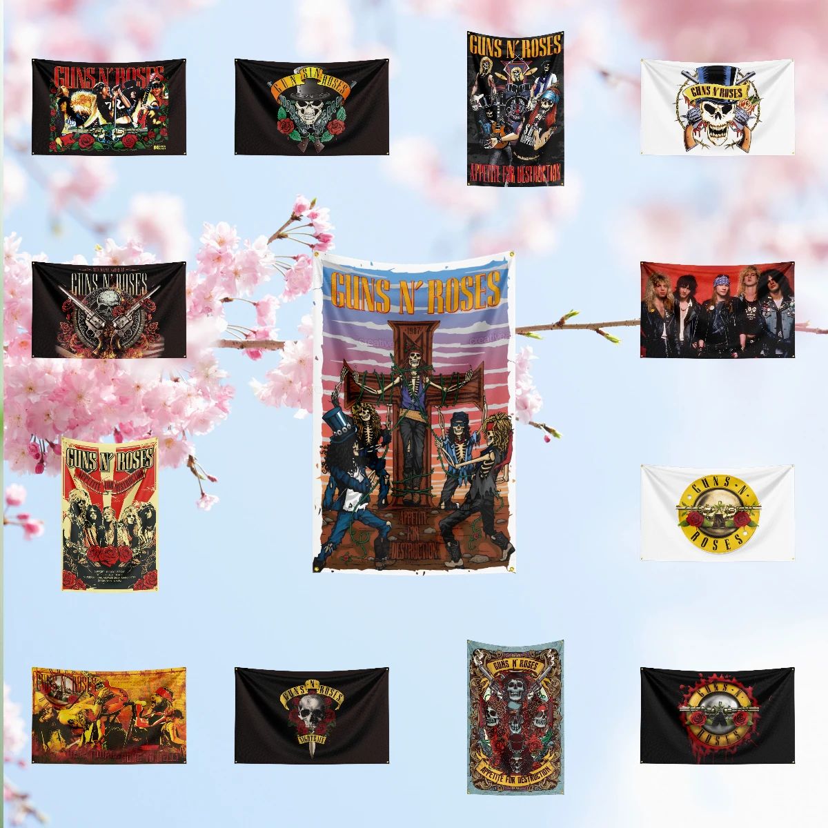 Music Band Flag for G-G-u-ns N' R-Ro-se-s G-N-R Fans Banner campaign gathering apartment porch Decor backdrop