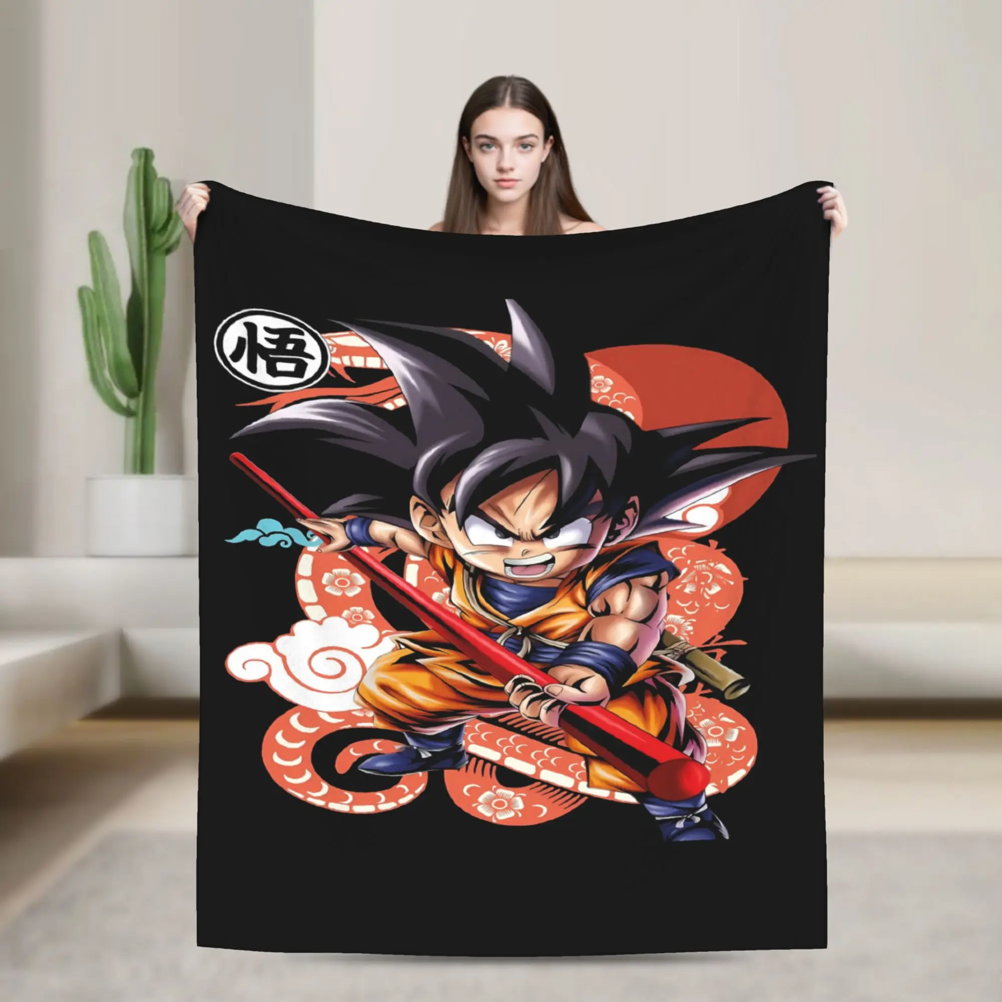 Multi-Character Collage D-Dragon B-Ball Flannel Blanket Autumn  Warm Throw Blanket Couch Chair Fluffy Bedspread Bed Cover