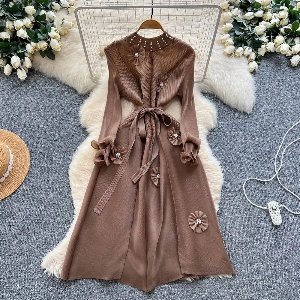 

Элегантное сексуальное платье с высокой талией и цветочным принтом, расшитое бисером, Vestidos, осень-зима, вечерние женские платья для церемоний одежды