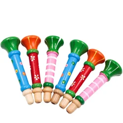 Brinquedo de madeira colorido trompete cornetim para crianças, instrumento musical, apito, bebê aprendendo, brinquedos educativos, jogos de música infantil, 1pc