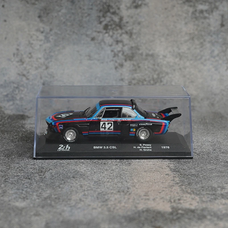 1:43 Altaya BMW BMW 3.5 CSL 1976 24 Hours of Le Mans 42 alloy die cast car model, a gift for children, collectible toy for boys.