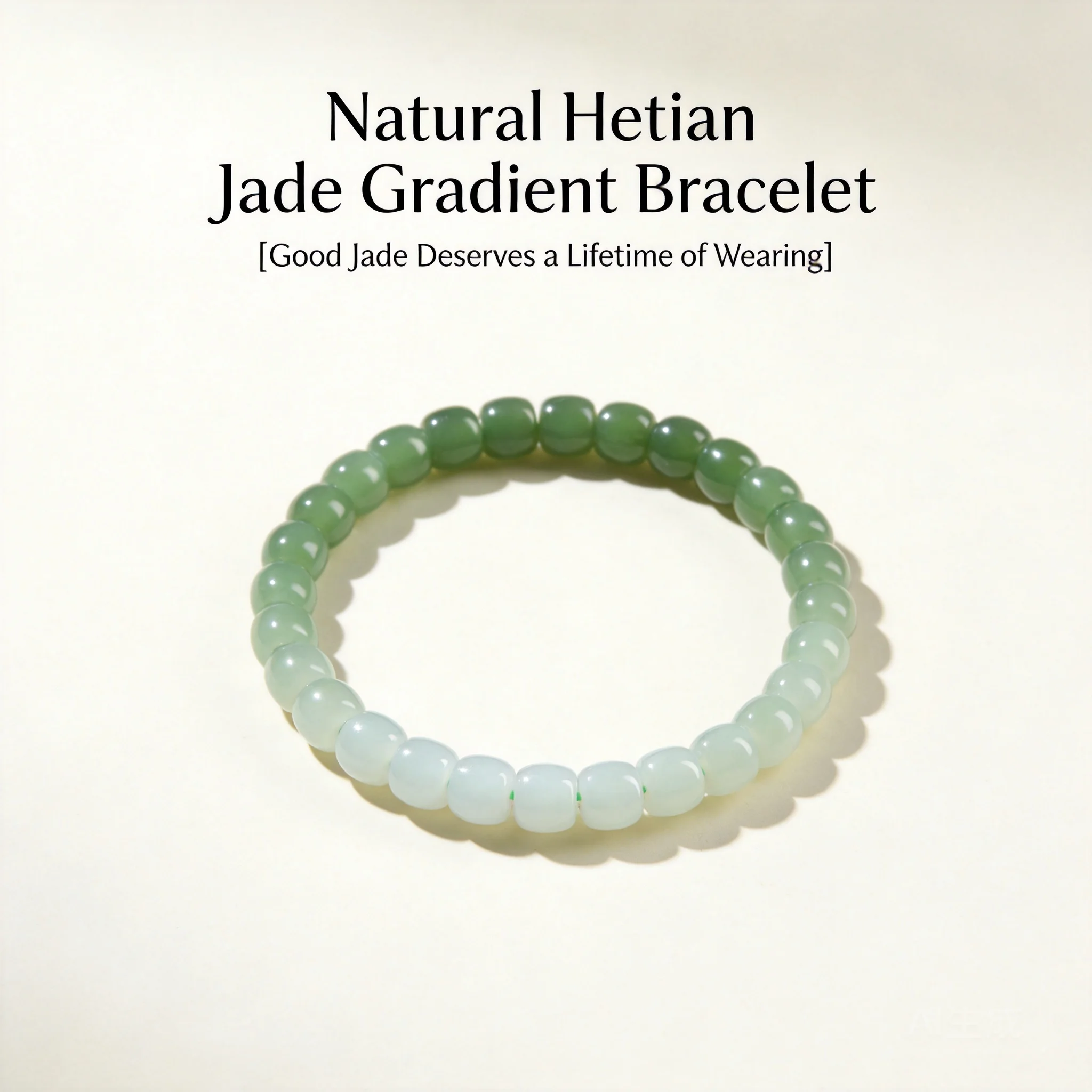 Natural Hetian Jade Gradual Color 6*7mm Barrel Beads Bracelet For Women Chinese Style Lucky Blessing Wealth Attracting Retro Smo