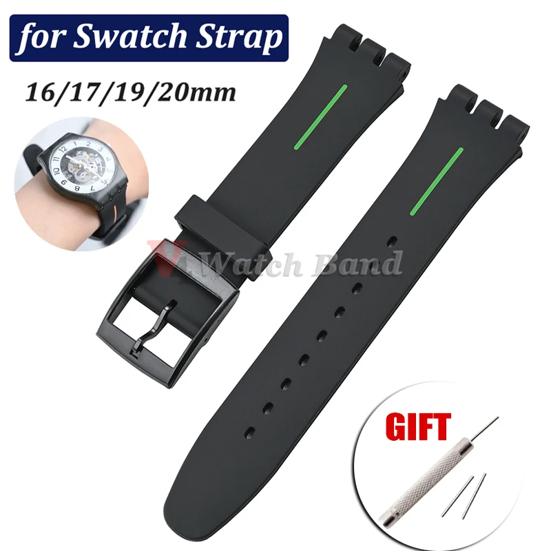 16mm 17mm 19mm 20mm Weiches Silikon Uhrenarmband für Swatch Gummiband Sport Ersatz Handgelenk Armband Männer Frauen Zubehör