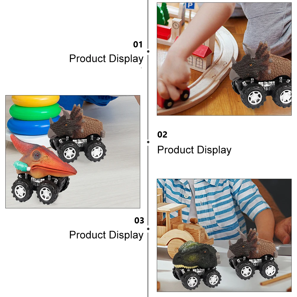 

4pcs Dinosaur Toy Car Push Go Cartoon Shape Plastic Educational Child Model Pull Back Toys Kids Birthday Gifts