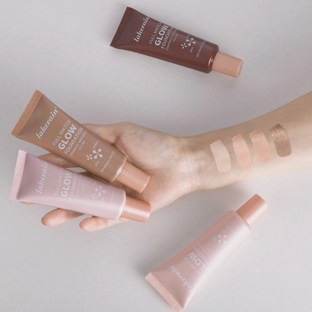 4 가지 색상 모이스춰 라이징 글로우 파운데이션 리퀴드 오래 지속되는 천연 경량베이스 다목적 일루미네이터 하이라이트 크림