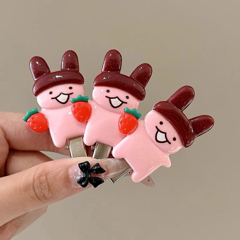 2pcs Cute Cartoon Rabbit Hair Side Clip Bunny Bangs Edge Hairpins Girls Sweet Hair Styling Tools Decoration Tools Gifts