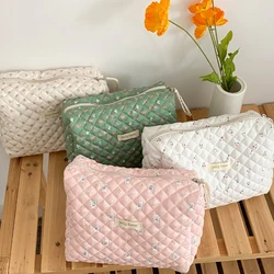 Liberty Quilting frizioni morbido cotone donna cerniera organizzatore cosmetico borsa per il trucco carina borsa per il trucco grande borsa portatile