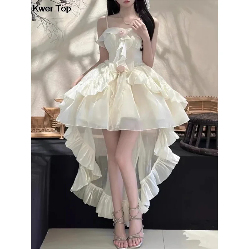 

Модное элегантное праздничное платье Лолиты на день рождения с нижней юбкой, женское платье с французскими оборками для танцев, летняя корейская одежда