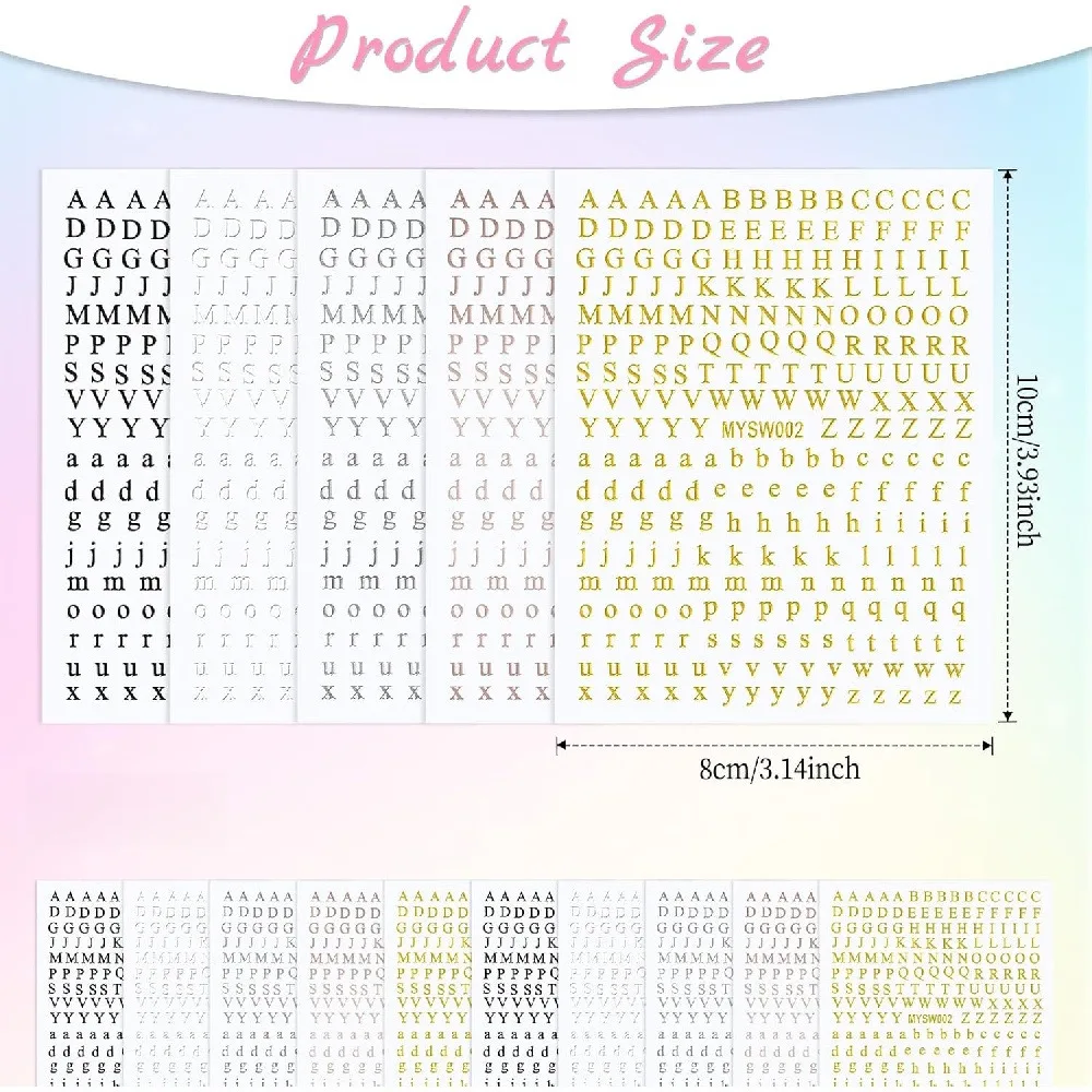 Minimal Solid Letter Number Nail Art Stickers, Self-Adhesive 3D Alphabet & Digit Decals for DIY Nail Decoration, 1 Sheet