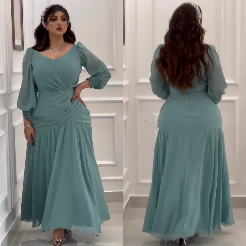 

Jiayigong Ball Jersey Draped Celebrity A-line V-neck Bespoke Occasion Gown Midi Es Saudi Arabia