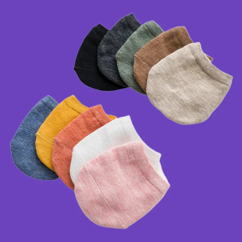 5 Pairs Cover Female Breathable No Show Socks Candy Color Women Summer Invisible 2024 Women's Forefoot Half Socks Foot Toe Socks