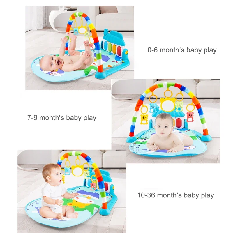 Baby Play Mat Toddler Music Rack Carpet with Piano Keyboard Infant Playmat Gym Crawling Activity Rug Toys for 0-12 Months Gift