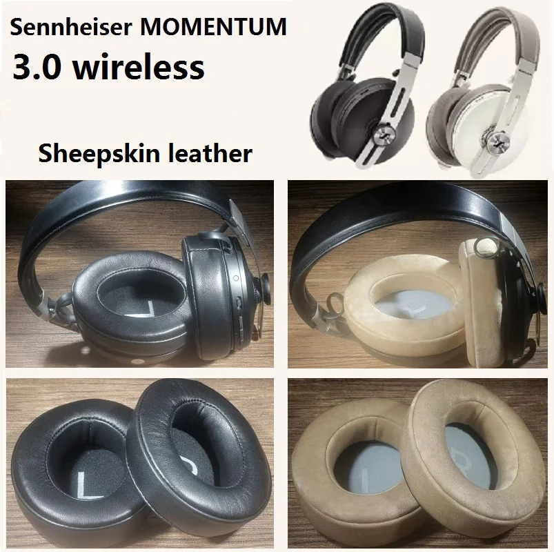 Upgraded Ear pads for Sennheiser MOMENTUM 3.0 Wireless Headphones Genuine Sheepskin Leather /Velvet Ear covers plastic buckle