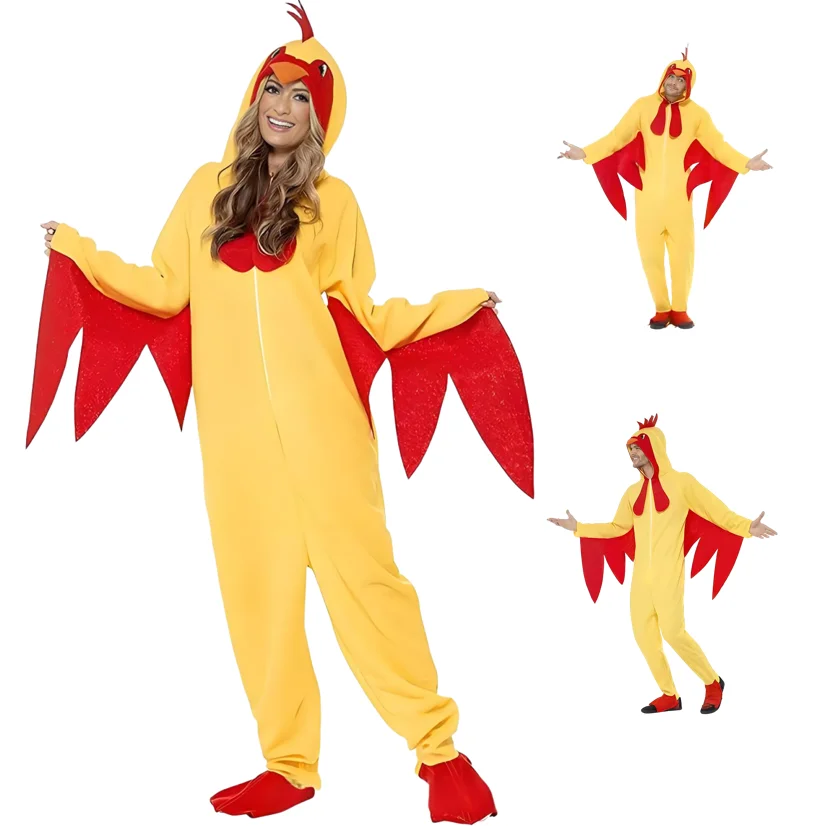 

Unisex Funny Animal Chicken Cosplay Costume Halloween Novelty Adult Mascot Role Play Party Jumpsuit Carnival Stage Outfit