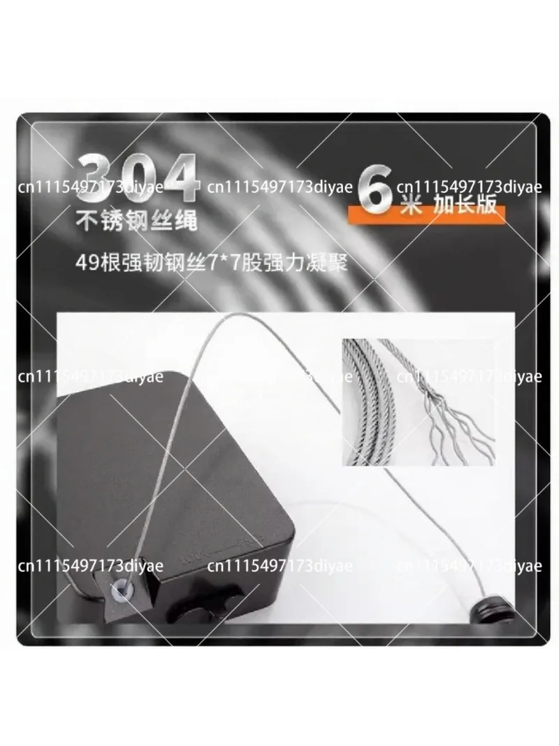 Indoor 6m Invisible Clothesline Wall Mounted Retractable Drying Rope for Balcony Bathroom, No Drill Stainless Steel Wire