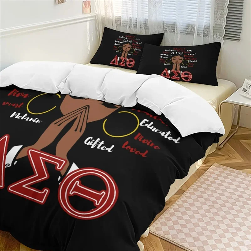 Delta Sorority Sigma Theta DST Bedding Set Boys Girls Twin Queen Size Duvet Cover Pillowcase Bed Kids Adult Home Textileextile