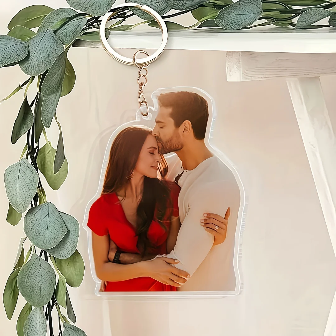 Custom Photo Acrylic Keychain, Personalized Picture Key Ring, Customized Image Keychain, Transparent Acrylic Pendant, Couple Mem