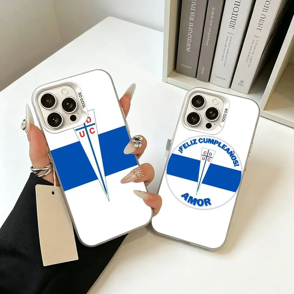 Прочный чехол для телефона Universidad Catolica-a для iPhone 11 12 13 14 15 16 17 Pro Max Plus, белый, серебристый