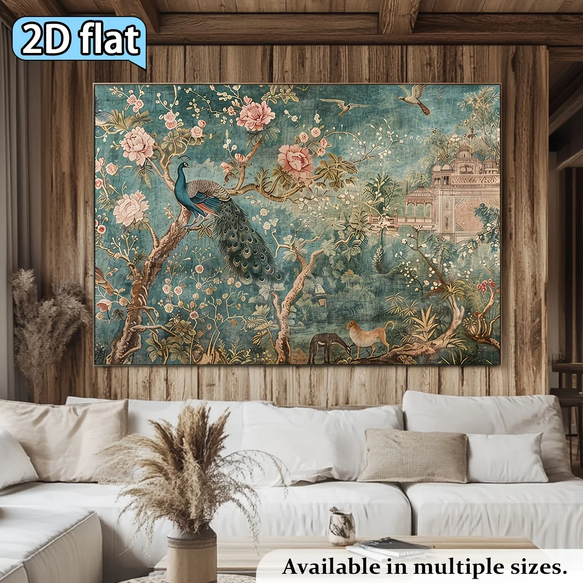 Vintage Peacock Floral Tapestry Wall Hanging Luxurious Boho Botanical Cottagecore Style Nursery Bedroom Decor Home Art Print