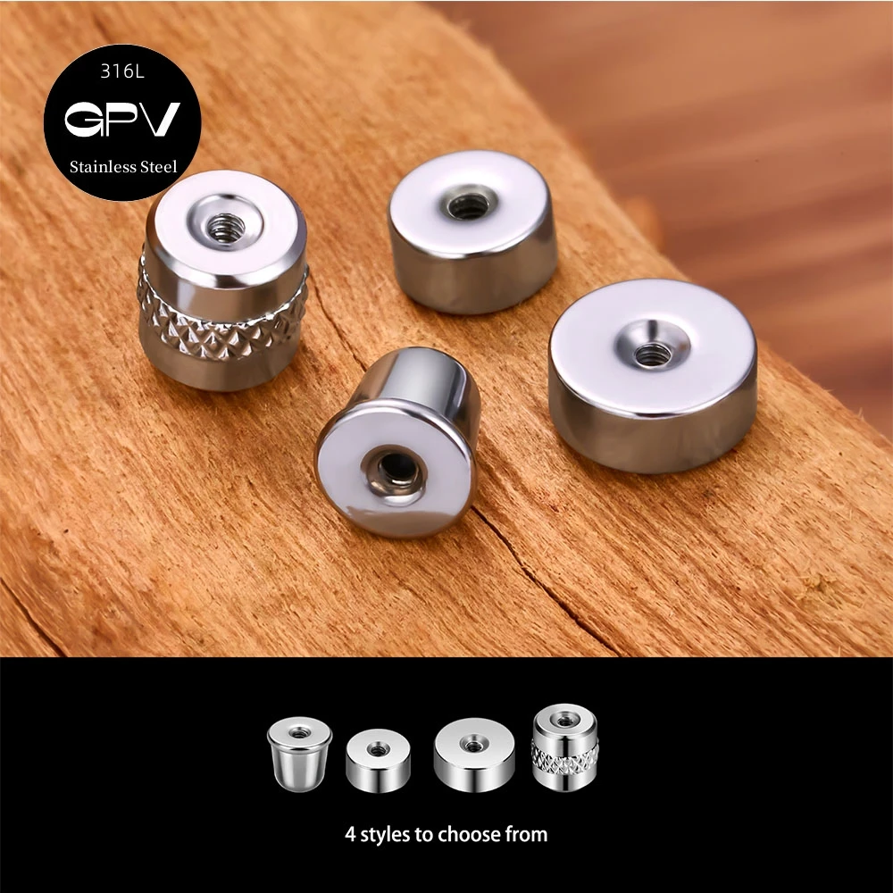 

50PC 316L Stainless Steel Internal Thread Earring Accessories Ear Plugs Round Cakes Cylindrical Embossed Water Drill Ear Buckles